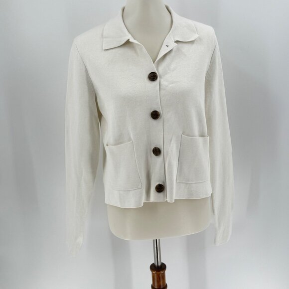 J. Crew Sweaters - J.Crew Womens White Button-Up Cotton Cardigan Sweater M